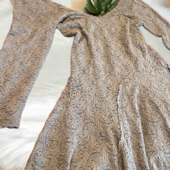 FREE PEOPLE OLIVE SAGE MILITARY GREEN LACEY ASYMETRICAL HEM KATYA DRESS LOW CUT - Picture 6 of 11